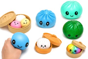 Antistresový set Squishy Bun - 7 unikátních mačkacích knedlíčků