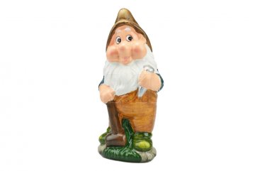 Sádrový trpaslík (20.5cm) - S kladivem a hnědou čepicí Sádrový trpaslík (20.5cm) - S kladivem a hnědou čepicí