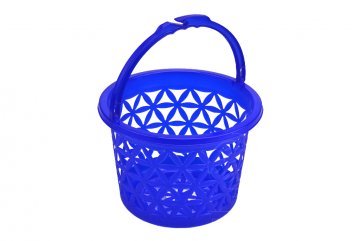 Plastový kulatý košík vzor květin 2,9l (20x14cm) - Tmavě modrý Plastový kulatý košík vzor květin 2,9l (20x14cm) - Tmavě modrý