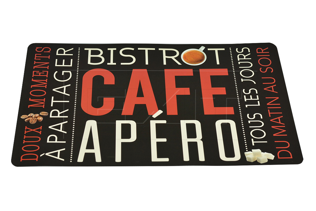 Vinylové prostírání (43.5x28.5cm) - CAFE APÉRO - Černé Vinylové prostírání (43.5x28.5cm) - CAFE APÉRO - Černé