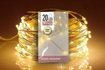Vánoční světelný řetěz s 20 LED diodami, teplá bílá, 1 m, na baterie