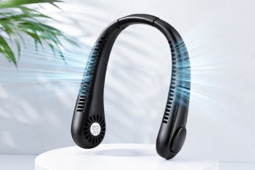 Ventilátor na krk USB dobíjecí, 3 rychlosti, USB-C, černý