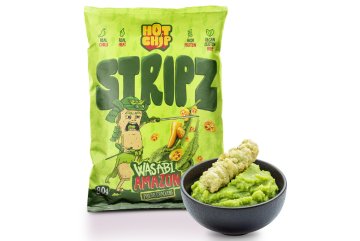 HOT-CHIP Stripz Wasabi Amazon 80 g - luštěninové stripsy s wasabi a Amazon Yellow chilli