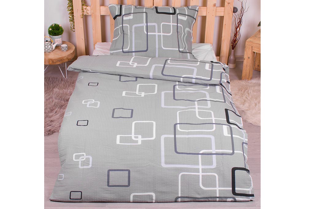 Krepové povlečení Deluxe 140x200+70x90 - Kostky šedé Krepové povlečení Deluxe 140x200+70x90 - Kostky šedé