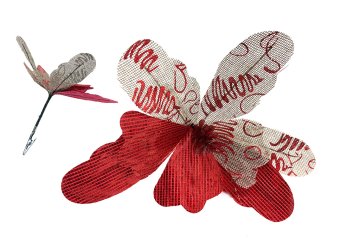 Umělá květina s bobulemi na klipu 23 cm - Červená, flexibilní dekorace