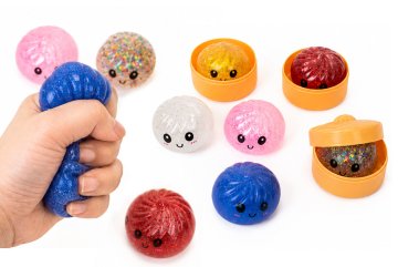 Squishy Dumpling 5,5 cm - třpytivý mačkací knedlíček, mix barev