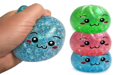 Squishy Bun Glitter s gelovými kuličkami antistresová mačkací pomůcka