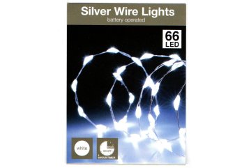 Řetěz 66 LED studená bílá s časovačem na baterie stříbrná 100cm
