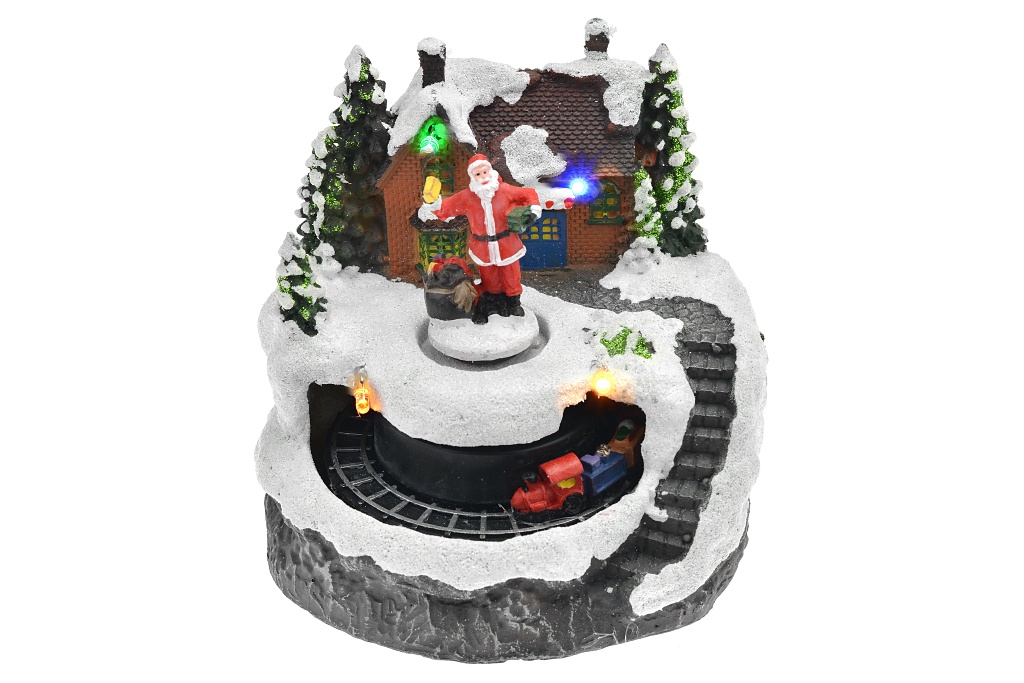 Vánoční scéna (13cm) - Santa s vláčkem, svítí a hýbe se Vánoční scéna (13cm) - Santa s vláčkem, svítí a hýbe se