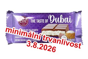 Dubajská čokoláda s kokosovým krémem 90g (DMT.3.8.2026)