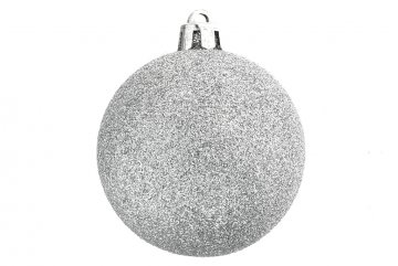 Vánoční koulička (6cm) - Stříbrná, se třpytkami, 1ks
