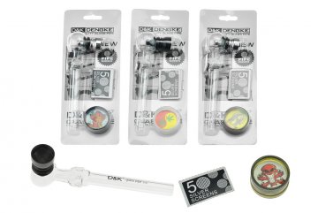Skleněná fajfka (11.5cm) s drtičkou a sítky - Set 3ks, mix motivů, 1ks Skleněná fajfka (11.5cm) s drtičkou a sítky - Set 3ks, mix motivů, 1ks