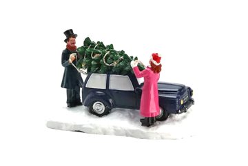 Vánoční scéna stromek s autem - Modré auto 13…
