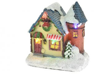 Vánoční dekorace - Dům s věžičkou, 9 cm