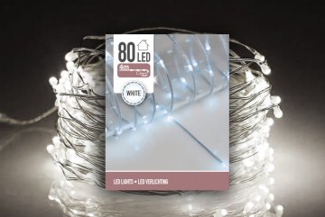 Vánoční LED řetěz JK Home Décor 80 bílých světýlek, 4 m, na baterie