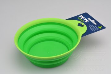 Skládací silikonová miska na pro psy a kočky - Zelená (15x5,5cm)