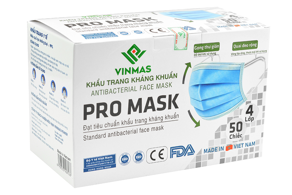 Antibakteriální čtyřvrstvé roušky Vinmas - box 50ks Antibakteriální čtyřvrstvé roušky Vinmas - box 50ks