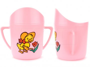 Hrníček pro kojence TVAR 8cm - Růžový s kačátkem Hrníček pro kojence TVAR 8cm - Růžový s kačátkem