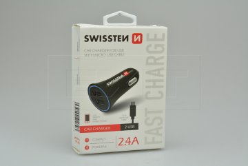 Nabíječka mobilů do auta SWISSTEN 2.4A 2USB - Micro USB